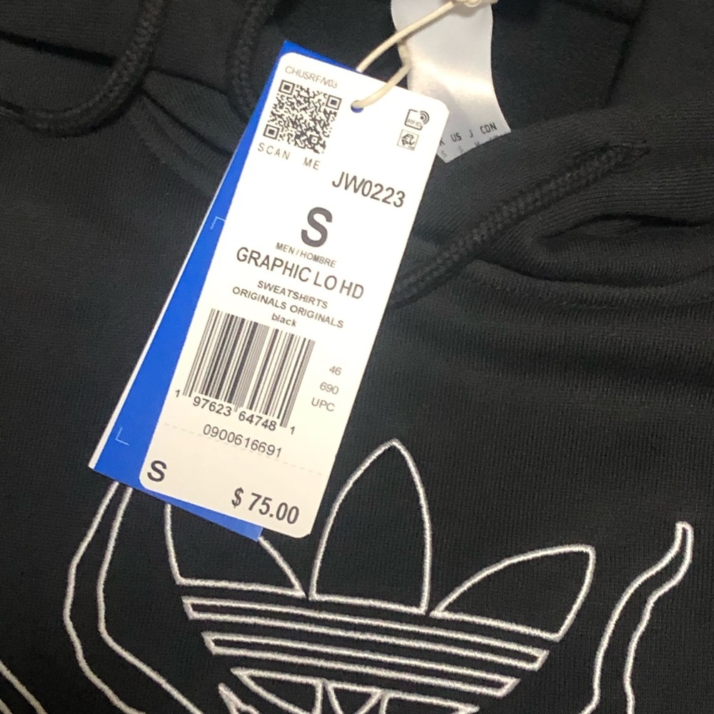 Adidas Originals Spiders Loose Fleece Hoodie Black Men’s Size Small JW0223 - Picture 5 of 9
